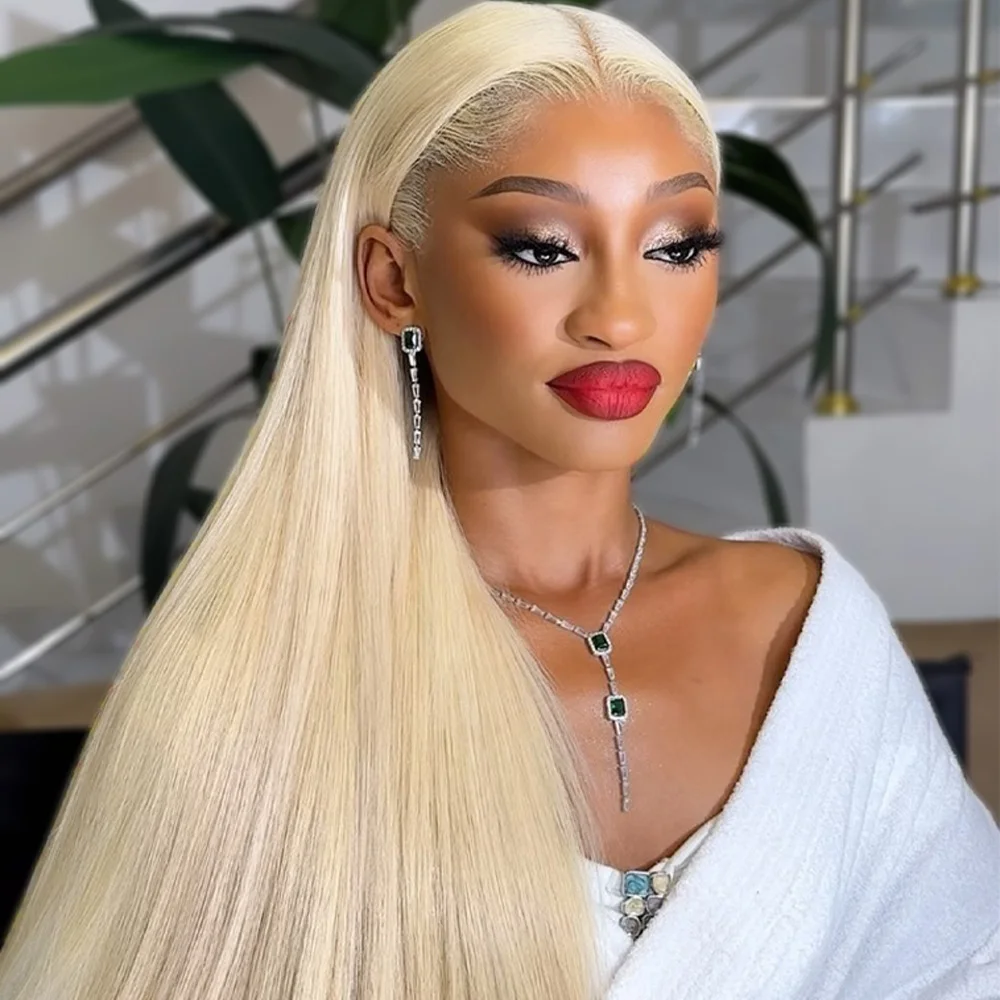 613 شعر بشري أشقر الباروكات مستقيم 13 × 4 الدانتيل الجبهة الباروكات شعر الإنسان 200 الكثافة قبل قطعها شعر مستعار شفاف للنساء