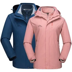 Uomo donna Outdoor inverno due pezzi fodera giacca impermeabile antivento cappotti termici arrampicata sci giacche con cappuccio staccabili