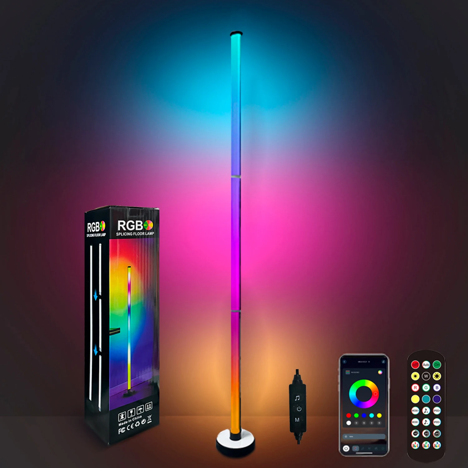 

Умный светодиодный RGB-светильник для пола 120 см с пультом ДУ, для гостиной, игровой комнаты, декоративный напольный светильник, бесплатная доставка