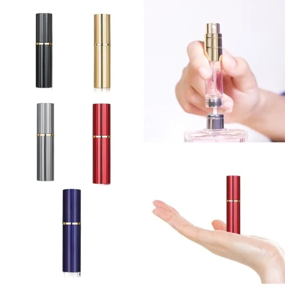 Portable 5ml Perfume Spray Bottle Press Type Bottom-fill Perfume Atomizer Aluminum Mini Empty Refillable Bottle Travel