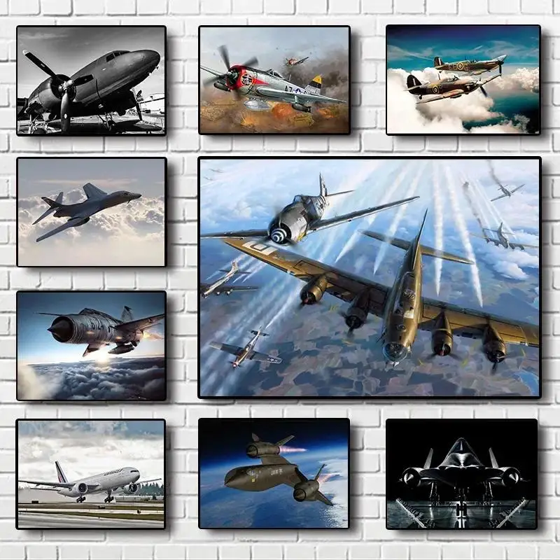 Military Jet Fighter Air Force Aircraft Canvas Wall Art  Famous Plane Poster for Home Living Room Decor Perfect Gift