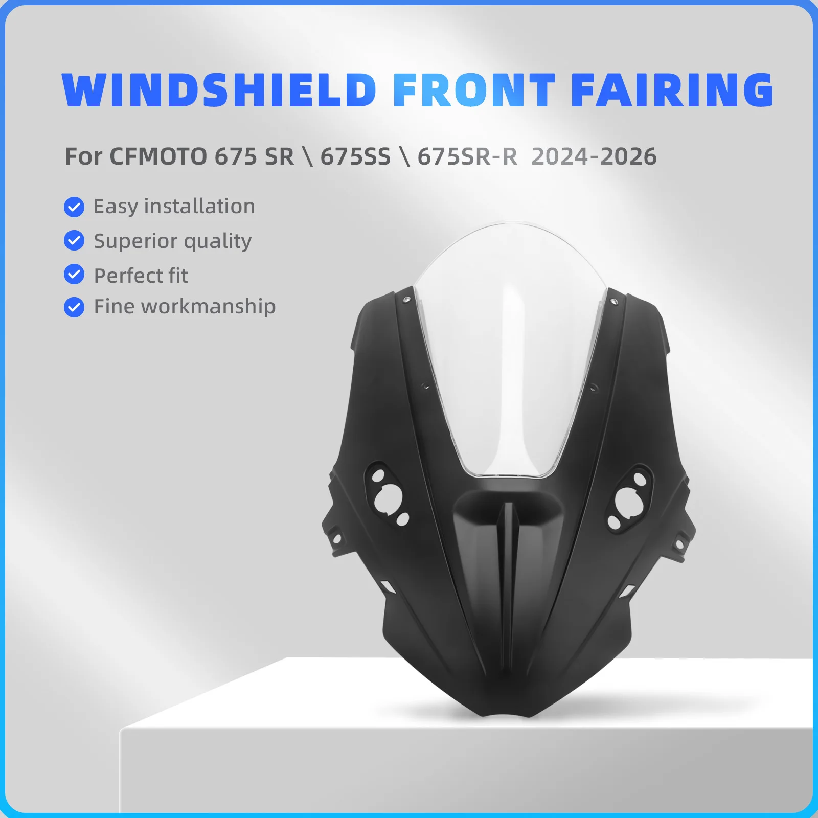 Für CFMOTO CF675SR Windschutzscheibe: Neues, wettbewerbsfähiges High-Split-Front-Windschutzscheiben-Nachrüstzubehör für Motorräder, passend für CF 675 SR
