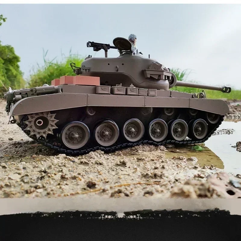 Henglong-Remote Control Tank Toy, 3838-1, United States, M26, Simulação elétrica, Smoke, Gift