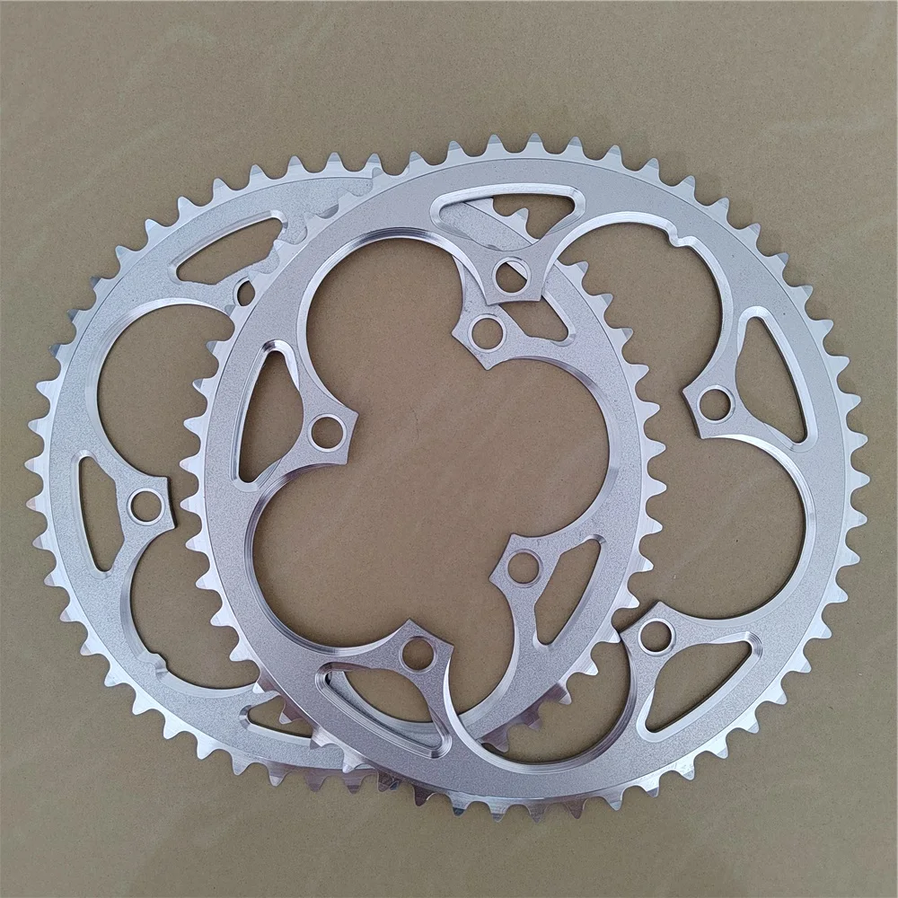 Folding Bicycle Chainwheel Road Bike BCD 130 Hollow Crown MTB Parts Aluminum Alloy Silver 130BCD 48T 50T 52T 53T 56T 7-11 Speed