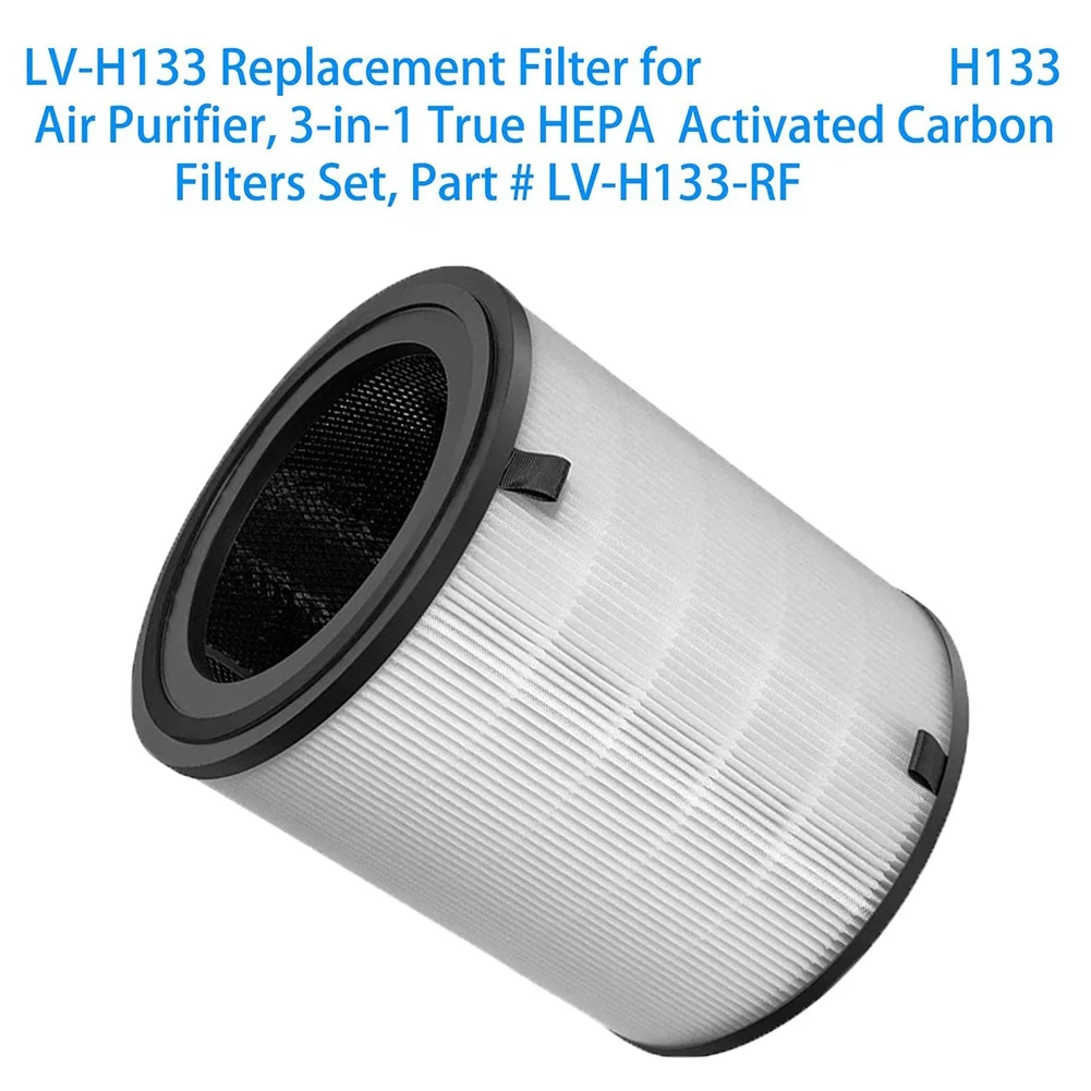 Filtro de repuesto Compatible con purificador de aire Levoit LV-H133 LV-H133-RF, filtros de carbón activado HEPA verdaderos 3 en 1