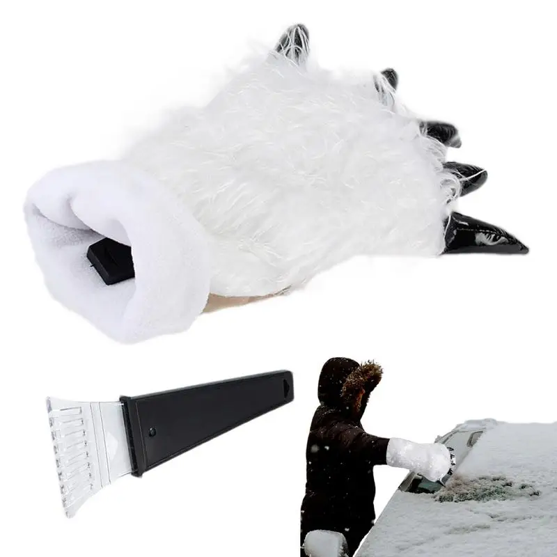 

Ice Scraper Gloves Snow Ice Scraper For Car Bear Claw Gloves With Ice Scraper Warm Car Windshield Scraper Mitten