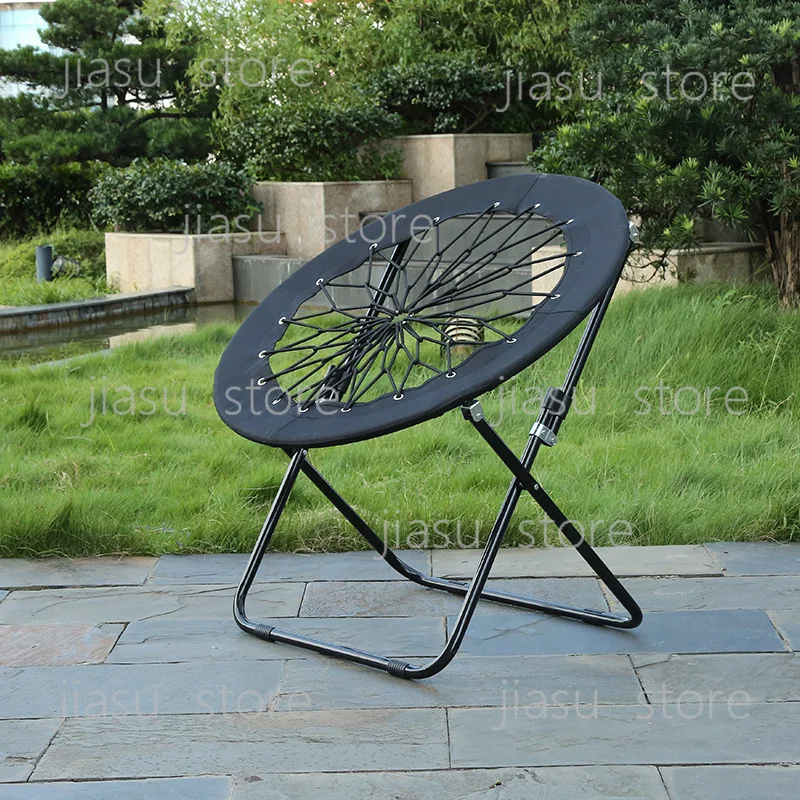 

Outdoor Portable Folding Chair Spring Loaded Lazy Seat Camping Fishing Stool Oxford Cloth Elastic Bungee Chair