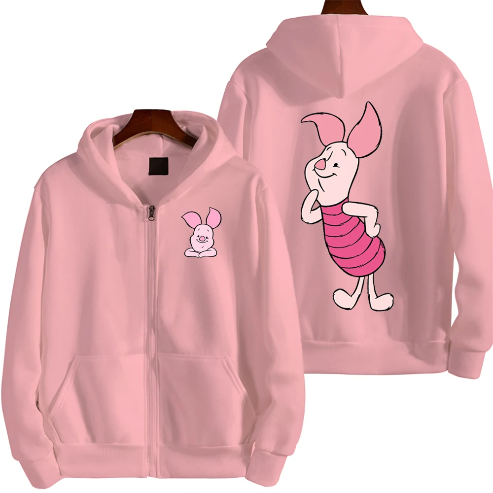 Leitão dos desenhos animados anime feminino zíper hoodie primavera outono masculino moletom de grandes dimensões 2025 nova moda casal jaquetas casacos