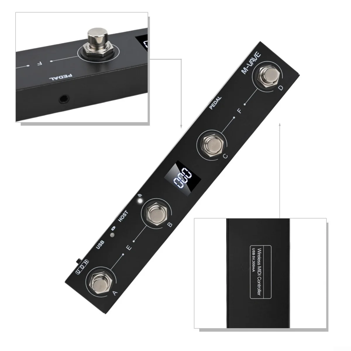 وحدة تحكم M-VAVE Chocolate Plus اللاسلكية MIDI مع 4 أزرار وحدة تحكم MIDI ودواسة التحكم في التطبيق مع نظام نقل لاسلكي #3
