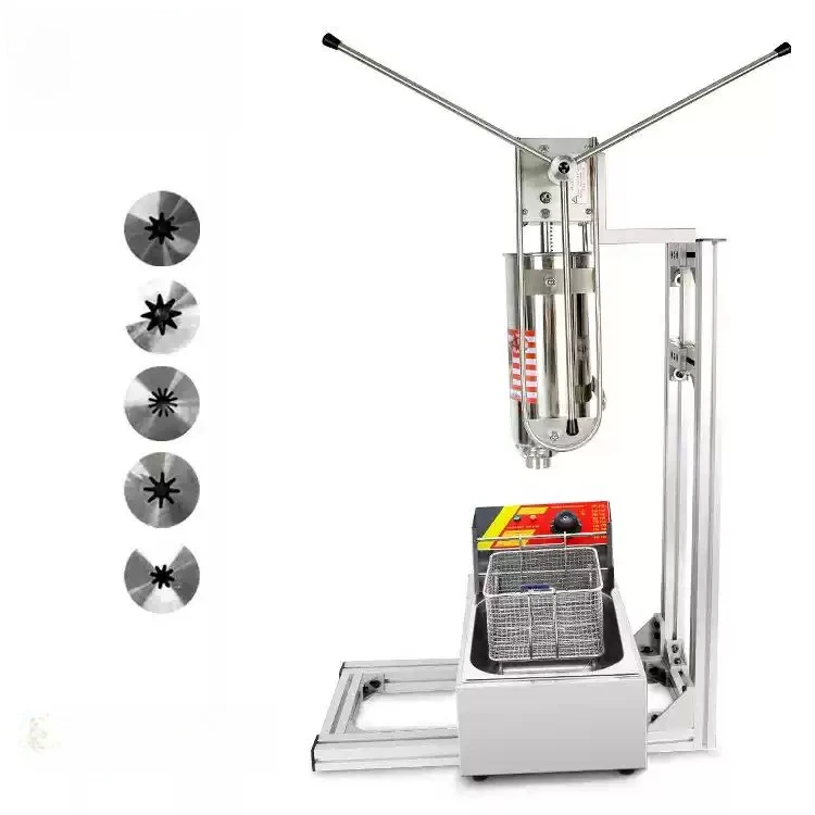 1pcs NP-282 Stainless Steel Automatic Spanish Churro Machine (Churrera) with Fryer - Commercial Snack Maker High Efficiency