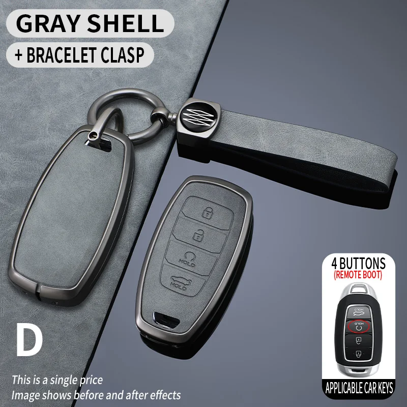 

Zinc Alloy Leather Full Cover Car Key Case for Hyundai I30 Ix35 Azera Santa Fe KONA Encino Solaris Grandeur Ig Accent Palisade