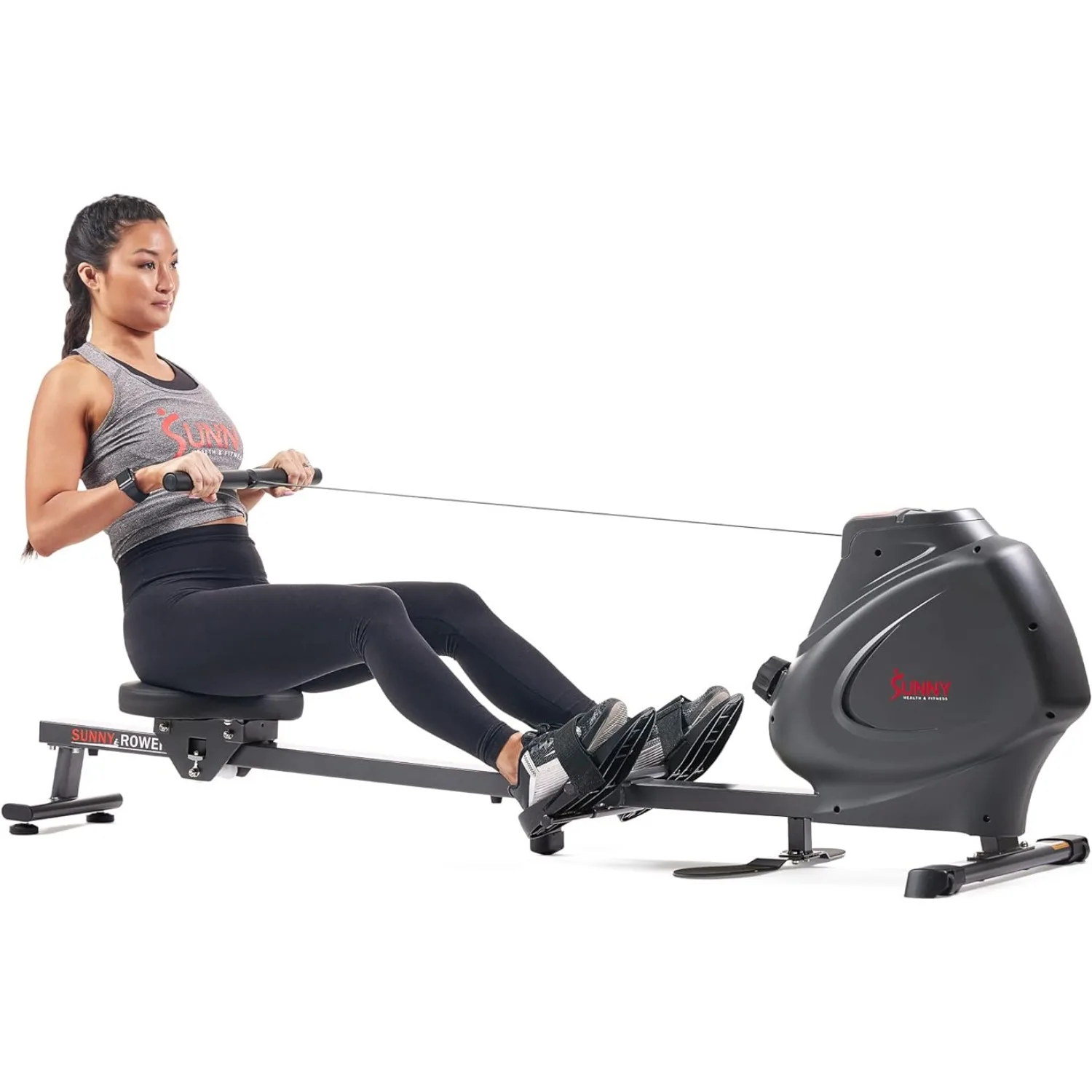 

Multi-Function Premium Magnetic Rowing Machine, Bicep Curls, Upward Rows, Seated Rows, Foldable Slide Rails