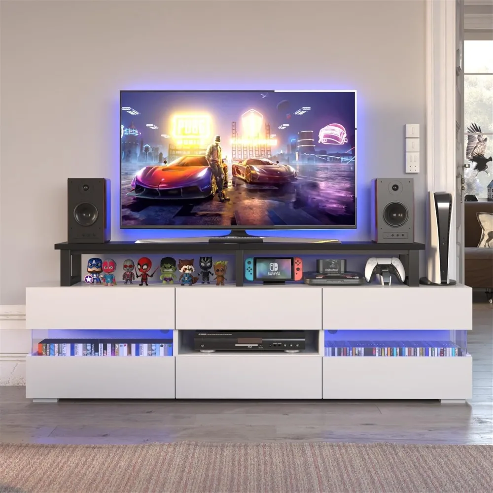 توصيل مجاني - رافعة تلفزيون كبيرة مقاس 59 بوصة للتلفزيون مقاس 32-75 بوصة، ورف حامل تلفزيون بأرجل فولاذية، وحامل تلفزيون على الطاولة للمنزل