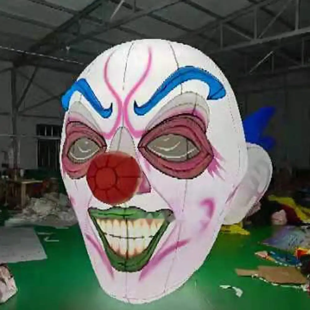 Giant Halloween Decoration With Led Lights Scary Inflatable Clown Mask Ghost Head For Party Decor