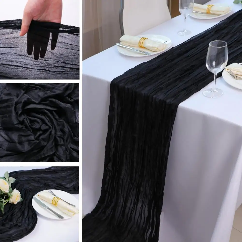 Festive Table Decor Cover Halloween Table Runner Elegant Halloween Style Black Gauze Table Runner for Wedding Party Prom Banquet