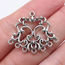 WYSIWYG 10pcs 26x30mm Antique Silver Color Geometric Flower Earring Connector For DIY Jewelry Making Handmade Jewelry Findings