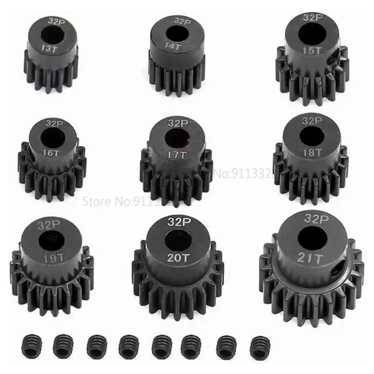 Steel Metal Pinion Motor Gear 0.8 Module 32P 5MM Inner Diameter Motor Gear Motor Gear 13-21T Suitable for 1/10 Diagonal TR