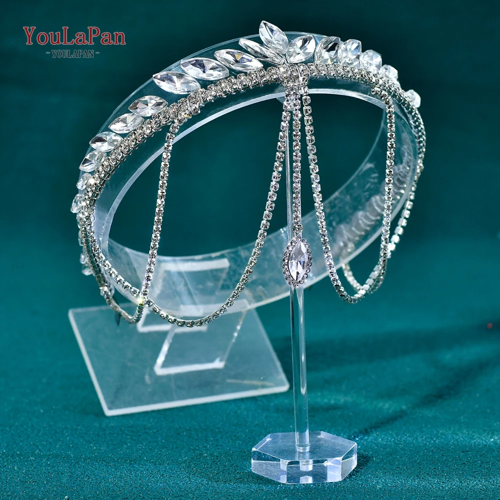 YouLaPan Tiara Ślubna Obręcz do Włosów Ślubna Ozdoba do Włosów z Cyrkoniami Opaska Bankietowa Korona na Imprezę Akcesoria do Włosów Vintage HP927
