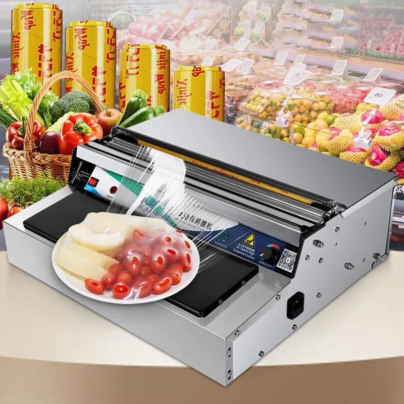 

Electric Vacuum Cling Film Machine Sealing Machine Commercial Stainless Steel Supermarket Fruit and Vegetable Packaging Machine