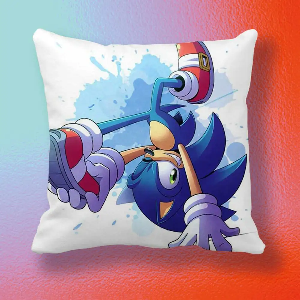 Cartoon Game S-SoNiC-C R-RuMbLe-E  Double-sided printed pillow cover Solid color minimalist pillowcase, fits all bedroom styles