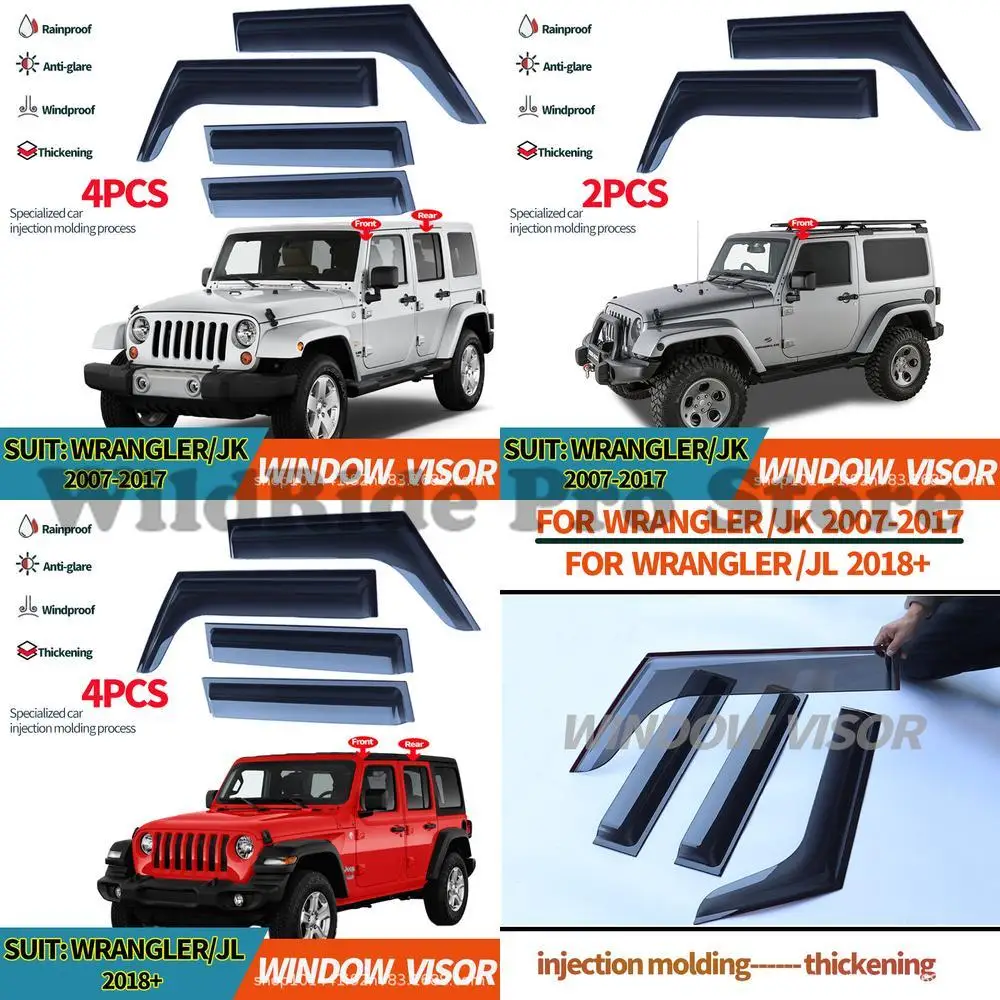 

1 set For Jeep Wrangler JK JL Window Visors Rain Deflectors