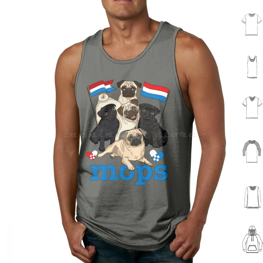 Mops! ( Luxembourgish Version! ) Tank Tops Vest Sleeveless Pug Pugs Pug Grumble Mops Hond Fivepugs L ? Tzebuergesch Jana