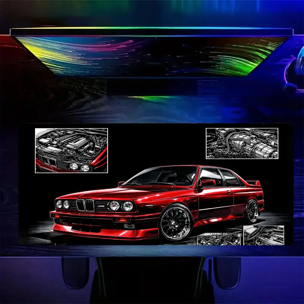 Red Classic Performance Car Mouse Pad Desk Mat Non-Slip Gaming Mats PC Accessories Keyboard Mousepad Office Carpet Extended Pad