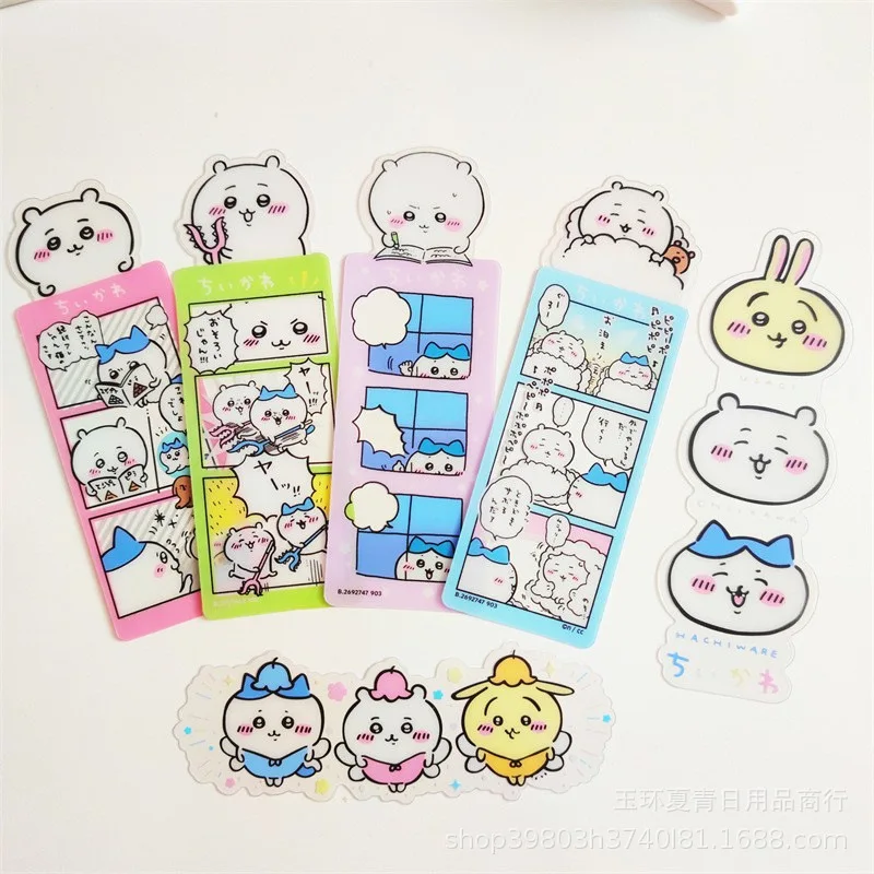 New Anime Cute Kawaii Chiikawas Bookmark Cartoon Plastics Reading Artifact 6Pcs Birthday Gifts Girlfriend Gifts Toys For Girls