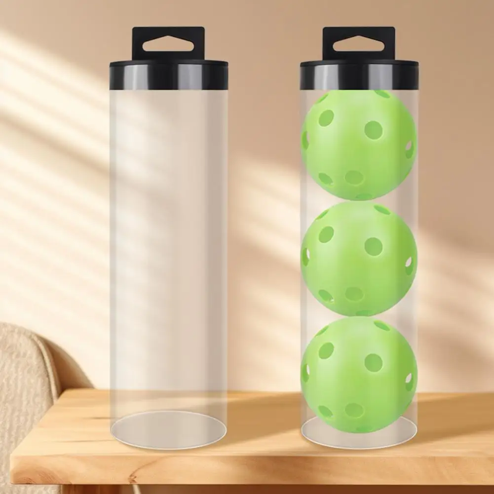 Pickleball Clear Storage Box with Lid Badminton Baseball Tennis Ball Holder Transparent Tube Cylindrical Container Organizer