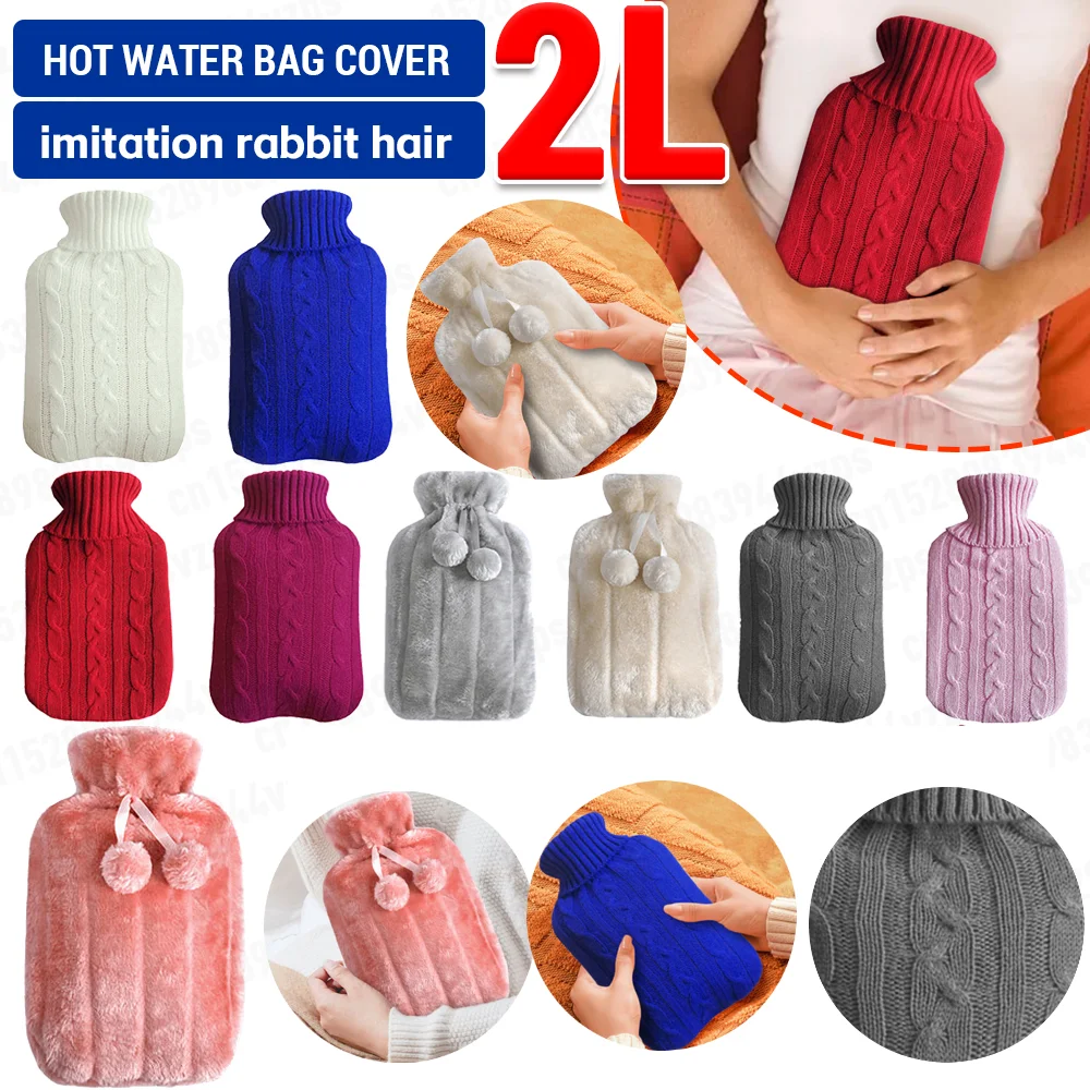 2000ml Large Hot Water Bag Hot Water Bottle Cover Hot Pack Cover Hand Warmer Water Body Heater Winter Instant Heating Bottle