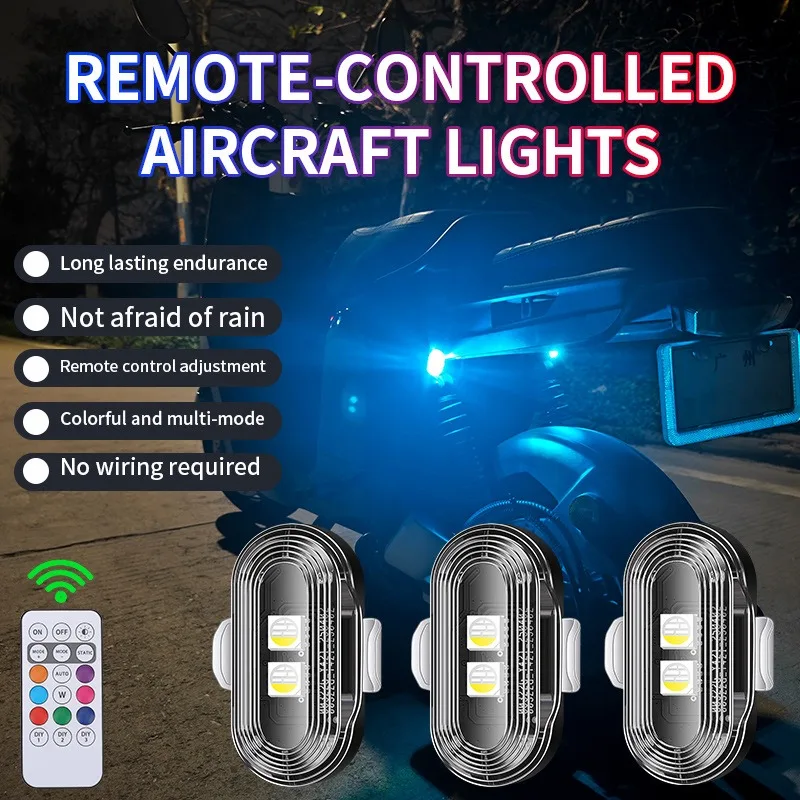 

RGB Strobe Light Bike Motorcycle LED Warn Lights Car Bike Warning Light Wireless Remote Control Motor Night Safety Warning Light