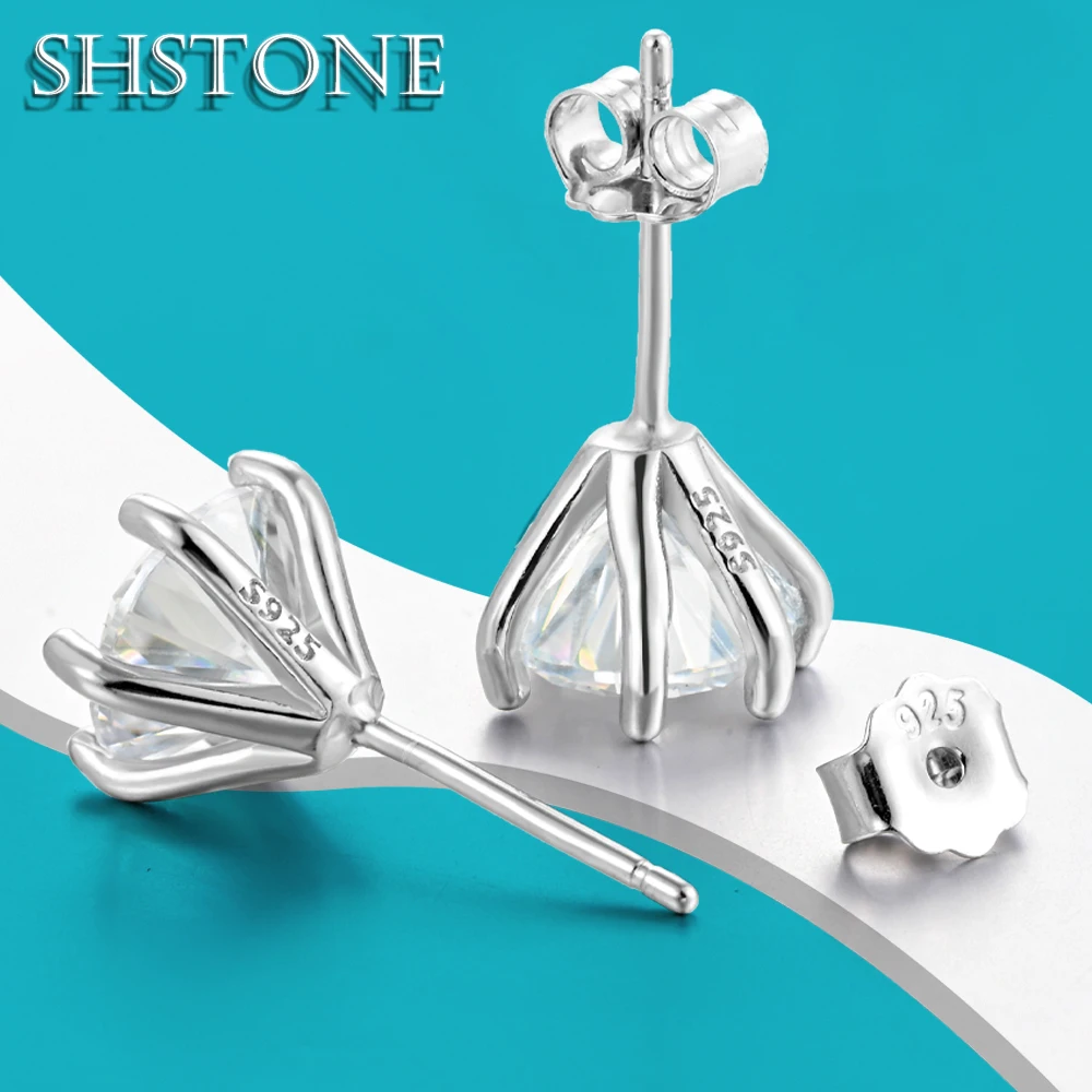 

SHSTONE 3 Carat 9mm D Color Moissanite Earrings for Women Fine Jewelry with GRA 100% 925 Sterling Sliver Diamond Ear Studs