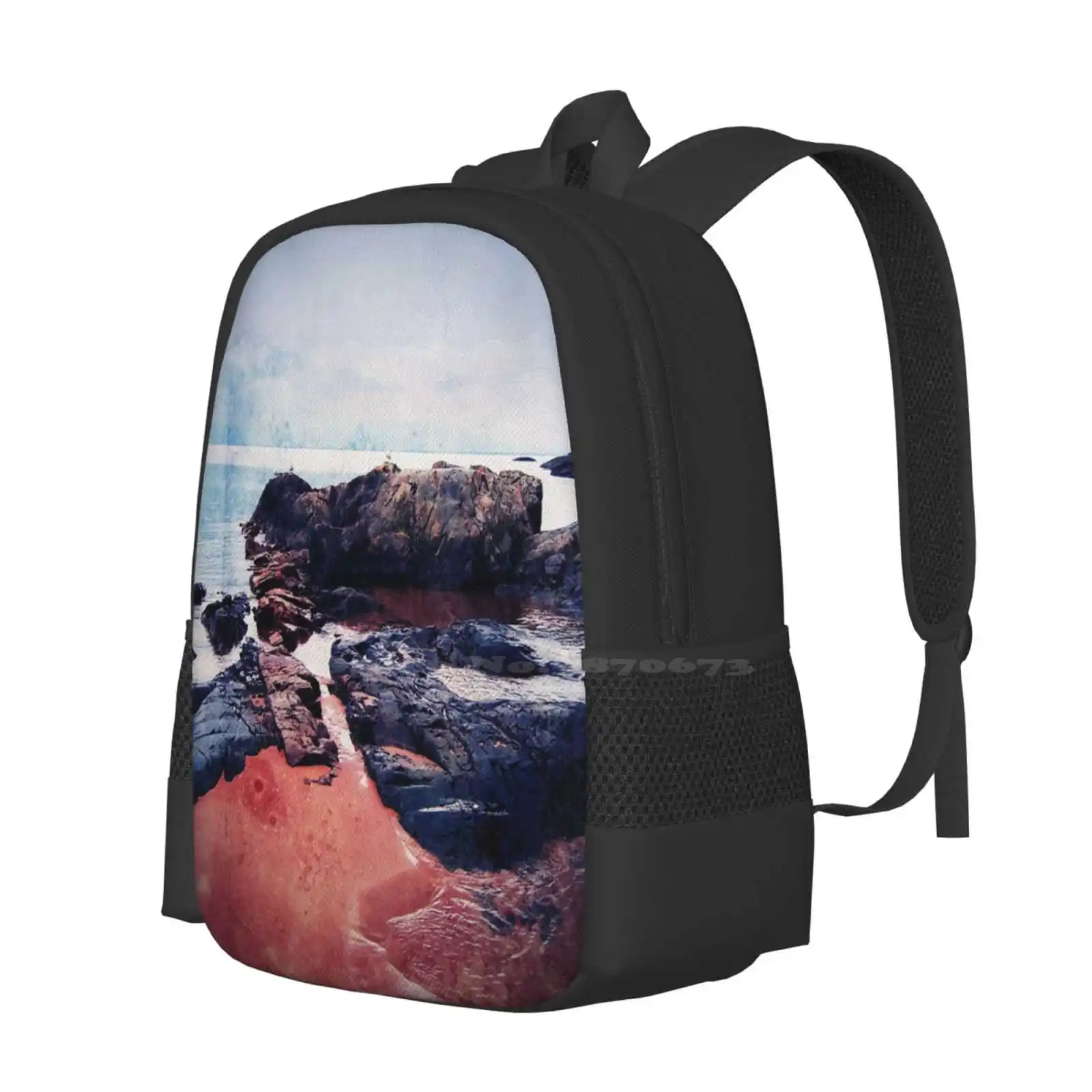 Castles In The Sand Fashion Pattern Design Travel Laptop School Backpack Bag Castles In The Sand Islands Coastal Lake Superior