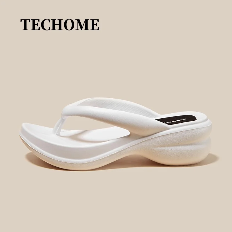 6CM Women Wedges Slippers Female High Heeled Sandals Summer Fashion Outdoor Flip Flops Clip Platform Slides Wedges Beach Shoes