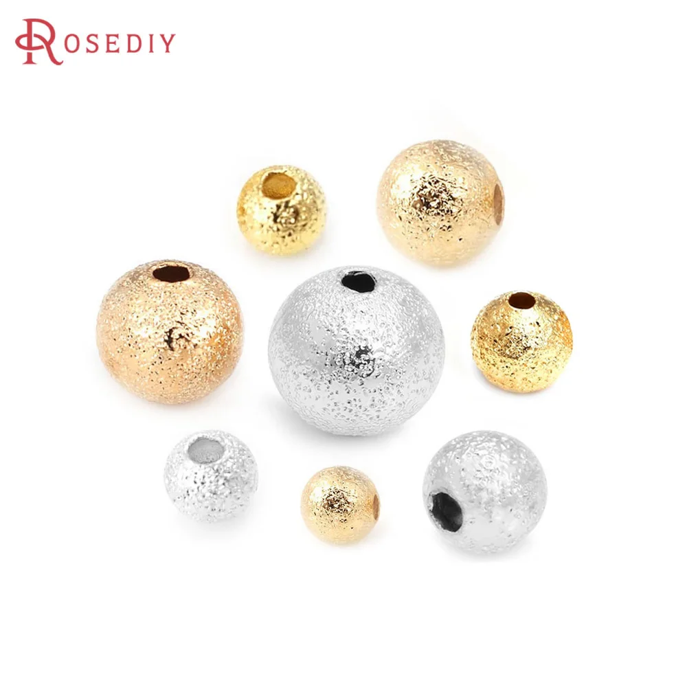 3MM 4MM 5MM 6MM 8MM 18K Gold Color Brass Frosted Matte Round Ball Beads Jewelry Making Diy Findings Accessories
