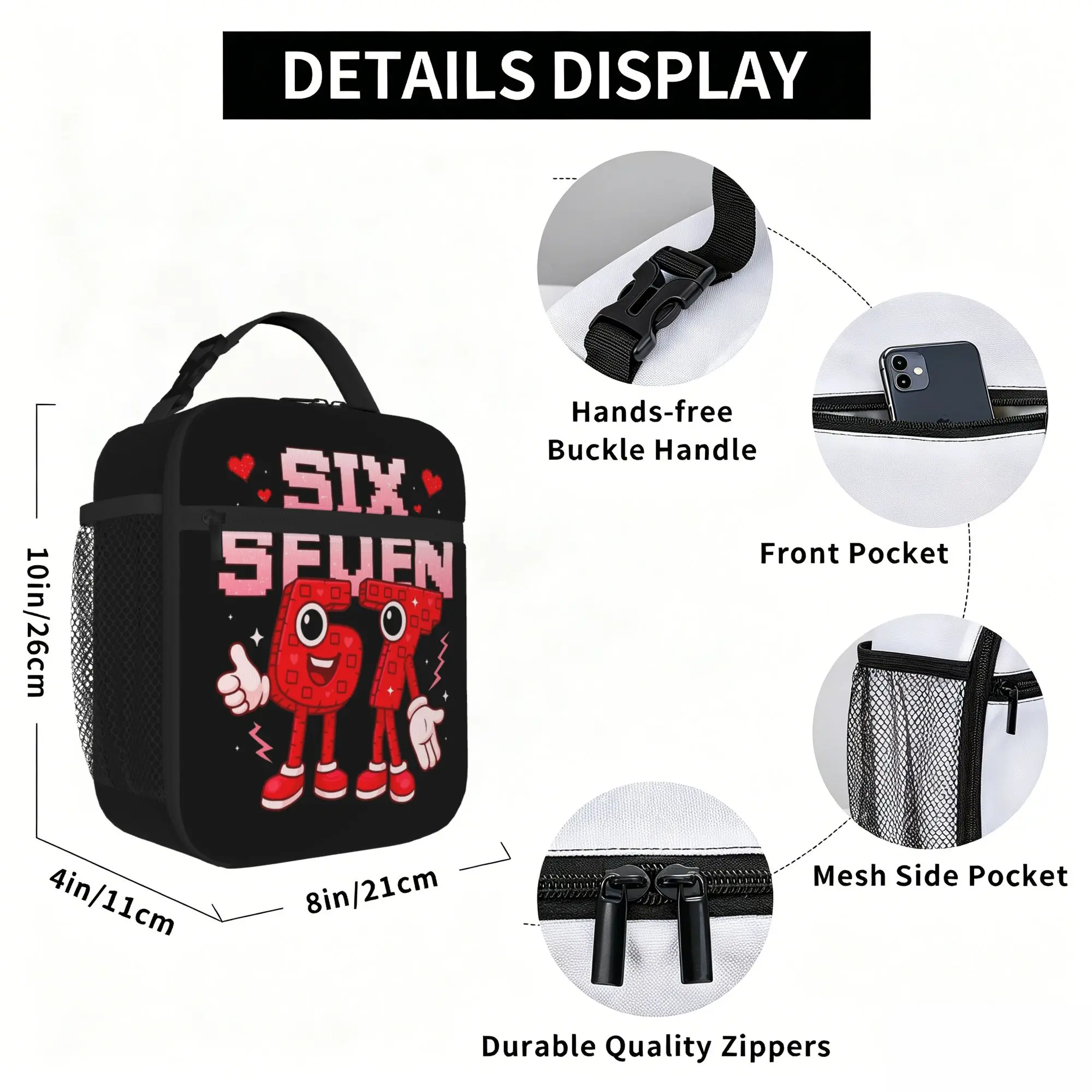 Funny Meme 67 Six Seven Thermal Insulated Lunch Bags for Travel  Portable Food Container Bags Thermal Cooler Lunch Box