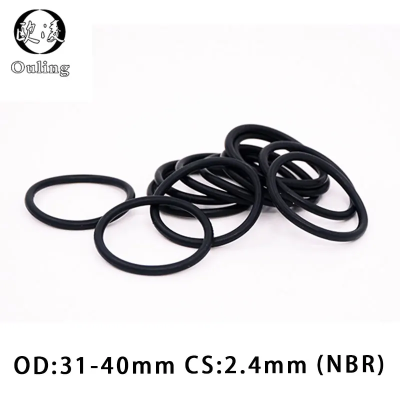 30PCS/Lot Black NBR O-Ring Seal CS2.4mm OD31-40mm Oil Resistant Nitrile Rubber Gasket Washer for Machinery Plumbing Sealing