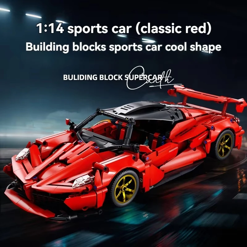 

1000pcs MOC 1:14 Red Sports Car Toy Desktop OrnamentCar Building Block Toy Birthday Gift Sports Car Model DIY Children Gift