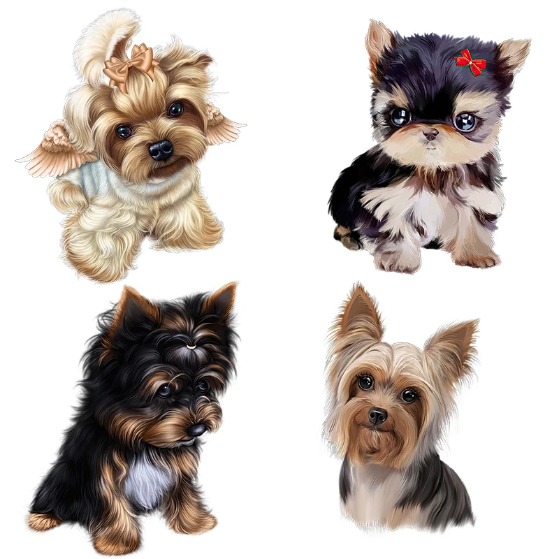 Three Ratels QD121 Lovely Yorkshire Terrier self-adhesive pet dog wall sticker room decorative toilet Decal