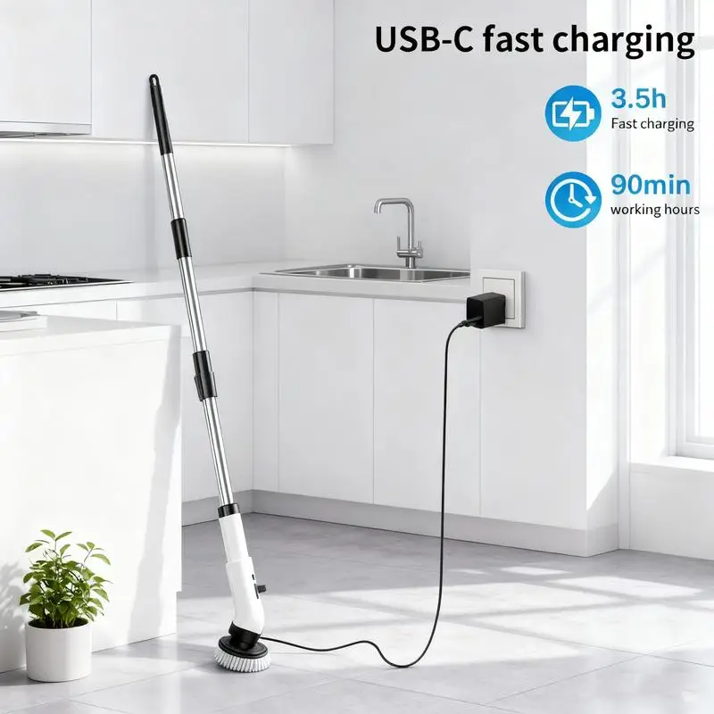 Épurateur électrique à rotation, épurateur de douche sans fil avec étanche IPX7, brosse de nettoyage électrique, 2 vitesses réglables