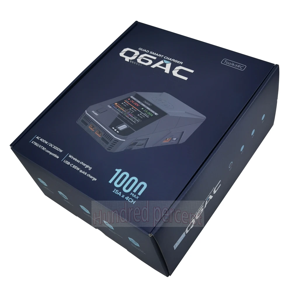 ToolkitRC Q6AC Charger AC 400W/DC 1000W 4CH output Built-in 65W USB A/TYPEC Output ,LiPo, 1-6S,NiMH 1-16S,PB 1-10S Charger IPS