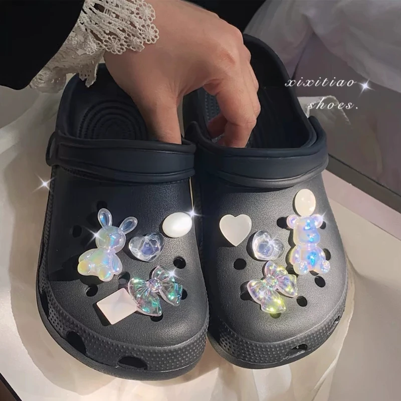 10PCS Shoe Charm DIY Crystal Rhinestone Rabbit Shoe Decoration Buckle for Hole Shoes Accessories Kids Party Woman Girls Gift image 4