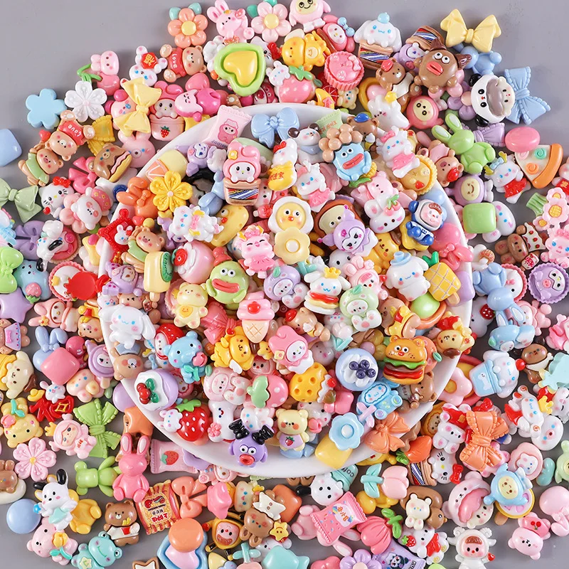 

50 Pcs New Kawaii Cartoon animal Cat Flower Resin Scrapbook Diy Jewellery Hairpin Accessories Decorate Craft Resin accessory