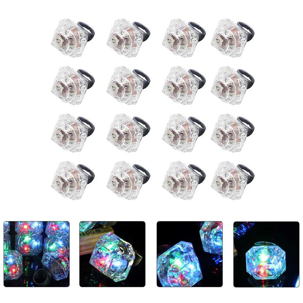16 Pcs Glowing Ring LED Rings Flashing Finger Party Supplies Halloween Toys Favor Plastic Favors