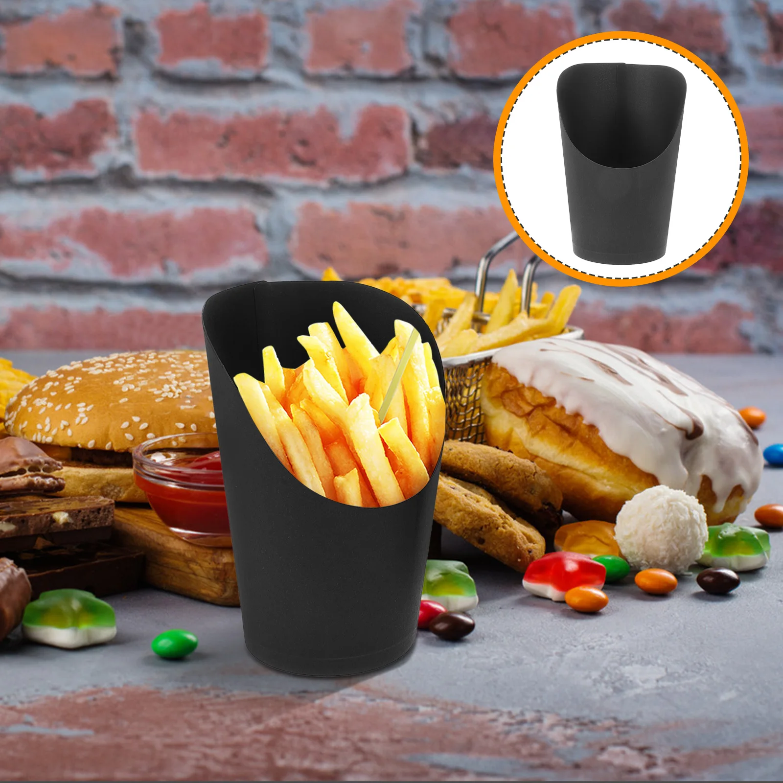 

100pcs Diagonal French Fries Cup Mini Food Containers Snack Paper Holder Charcuterie Cups Birthday Party Supplies Cake Baking