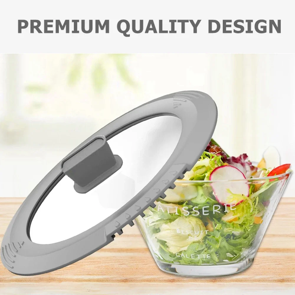 Silicone Universal Lid for Pots Pans Tempered Glass Covered with Heat Resistant Silicone Rim Fits 8\