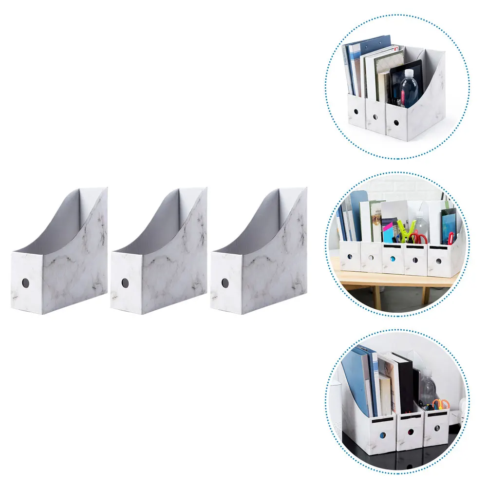 

1 set 1 Set Marble Storage Box Document Holder Paper Desktop Organizer Rack For Books Files Magazines Office School Use