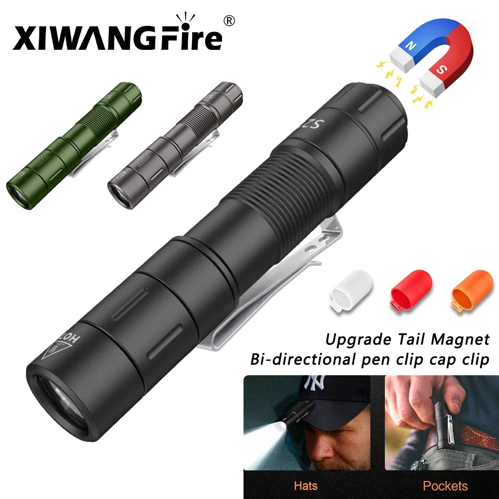 

S21 LED Flashlight AA 2.0 14500 Battery EDC Flashlight Self Defense with Memory Modes Max 200meters Distance Max 880 Lumens