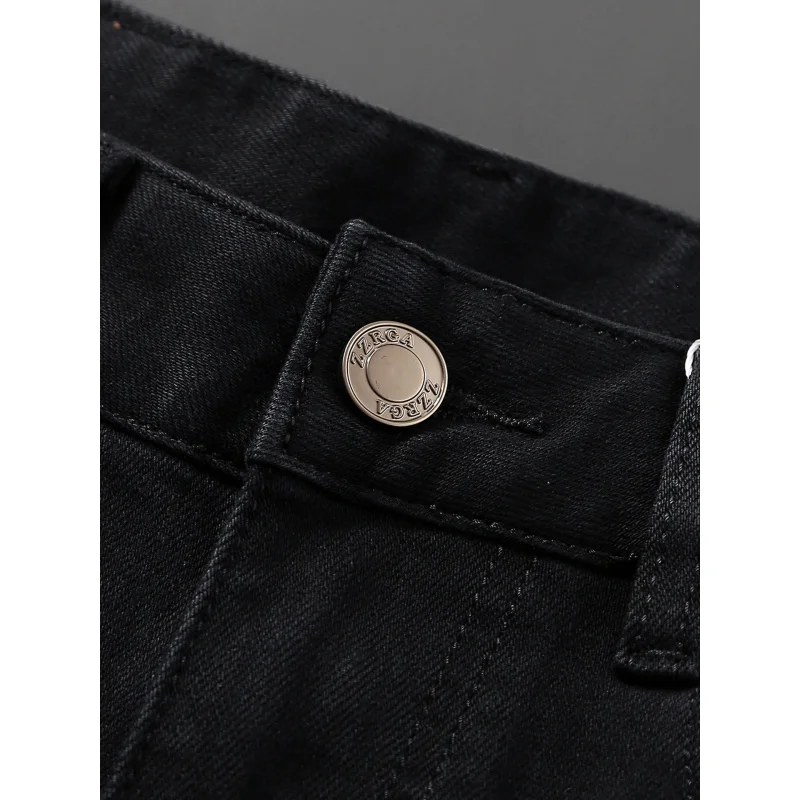 Schwarze Herbstjeans für Herren, Stretch, vielseitig, High-End, minimalistisch, lässig, Trend, kleine Hose mit geradem Bein