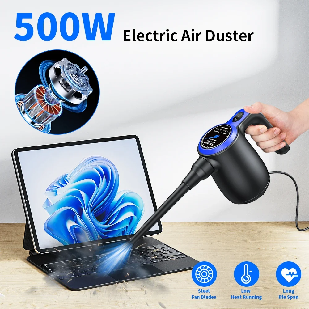 Compressed Electric Cleaner 500W Air Duster for Computer Cleaning Blower Air Pump Paper Hair Cleaner for Home Desktop Blow Dust